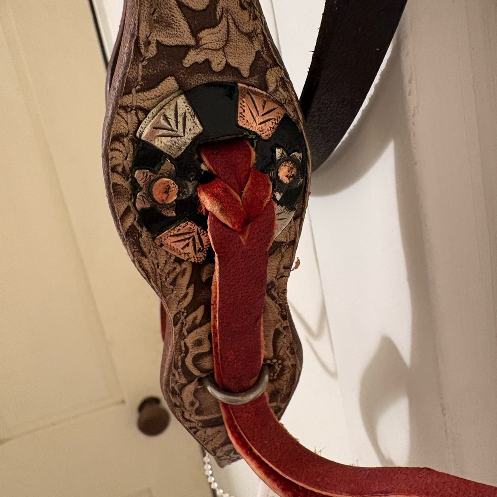Handmade in Texas- Genuine Dark Leather Browband Western Headstall, Brand New - Picture 4 of 10